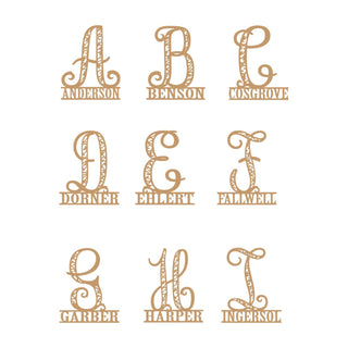 Medium Family Letter Personalized Natural Wood Plaque