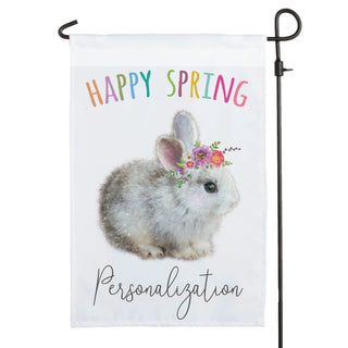 Floral Bunny Happy Spring Personalized Garden Flag