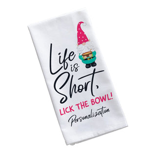 Life is Short Gnome Personalized Cotton Tea Towel