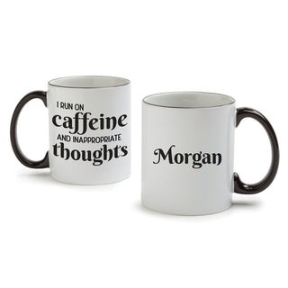 Run on White Coffee Mug with Black Rim and Handle-11oz