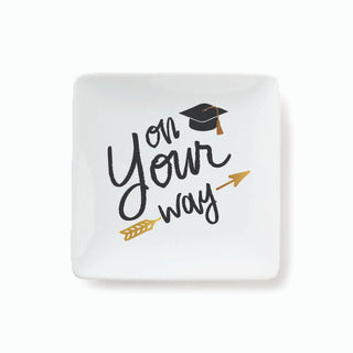 On Your Way Graduation Personalized Square Trinket Dish