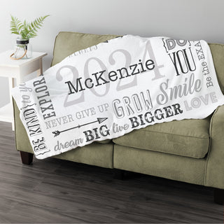 Inspirational Words Graduate Personalized Fuzzy Throw Blanket