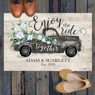 Enjoy the Ride Together Personalized Doormat - 18x27 Inch, 1/8" Thin