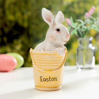 Bunny In Yellow Basket Personalized Figurine