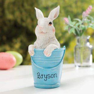 Bunny in Blue Basket Personalized Figurine