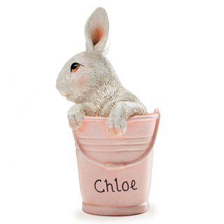 Bunny In Pink Basket Personalized Figurine