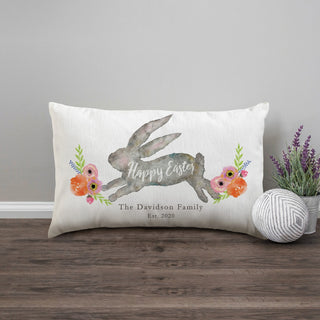Happy Easter Bunny Personalized Lumbar Throw  Pillow