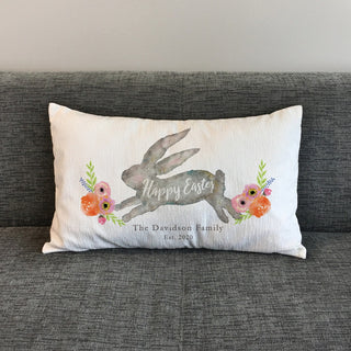Happy Easter Bunny Personalized Lumbar Throw  Pillow