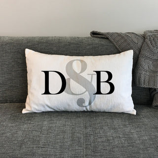 Couples Initials Personalized Lumbar Throw Pillow