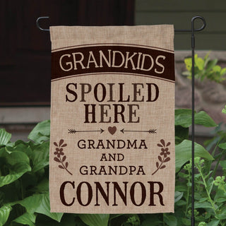 Grandkids Spoiled Here Personalized Burlap Garden Flag