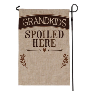 Grandkids Spoiled Here Personalized Burlap Garden Flag