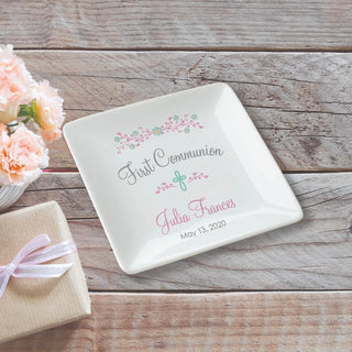 First Communion Personalized Square Trinket Dish
