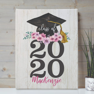Floral Graduation Cap with Year Personalized 11x14 Canvas