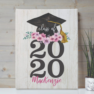 Floral Graduation Cap with Year Personalized 11x14 Canvas