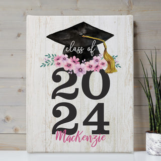 Floral Graduation Canvas Wall Art