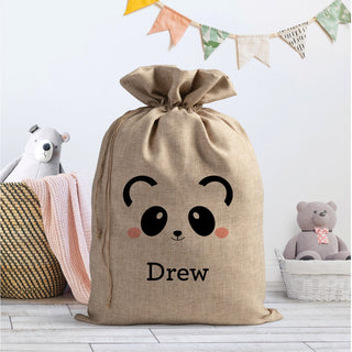 Panda Face  Personalized Burlap Sack