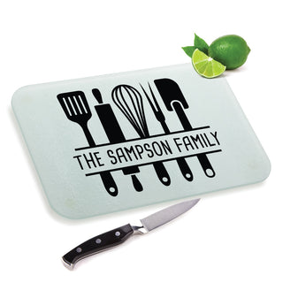 Kitchen Utensils Personalized Glass Cutting Board