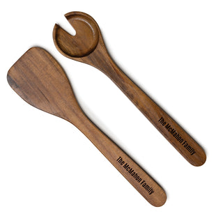 Wood Salad Servers with Personalized Handle