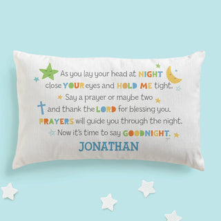 Boy Goodnight Prayer Personalized Lumbar Throw Pillow