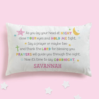 Girl Goodnight Prayer Personalized Lumbar Throw Pillow