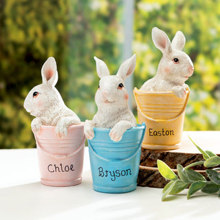 Bunny In a Basket Set of Three Personalized Figurines