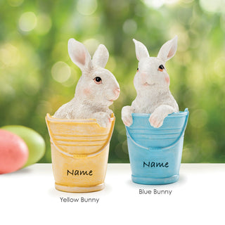 Blue and Yellow Bunny In a Basket Personalized Figurines