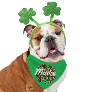 Personalized Leopard Print Shamrock Pet Bandana