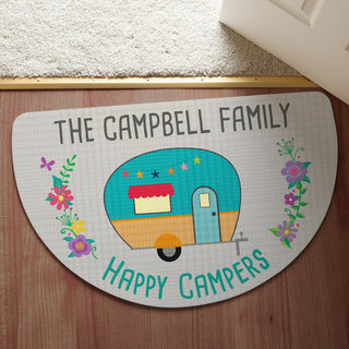 Happy Camper Personalized Half Round Doormat