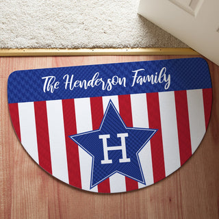 Patriotic Stripe Personalized Half Round Doormat
