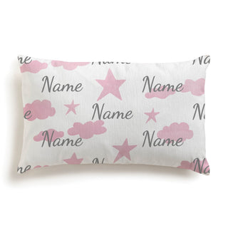 Personalized Pink Stars and Clouds Lumbar Throw Pillow