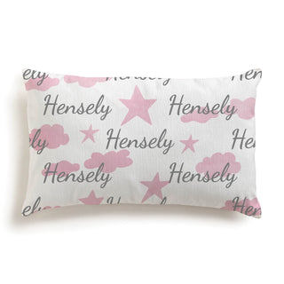 Personalized Pink Stars and Clouds Lumbar Throw Pillow