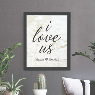 I Love Us Personalized Black Framed 11x14 Canvas