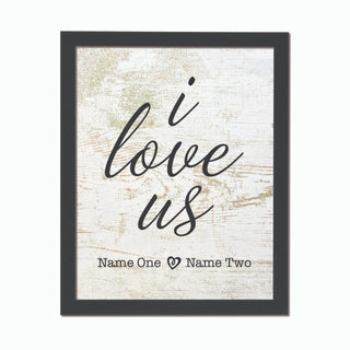 I Love Us Personalized Black Framed 11x14 Canvas