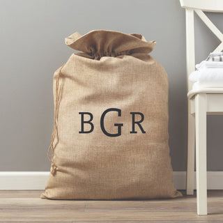 Monogram Burlap Personalized Laundry Bag