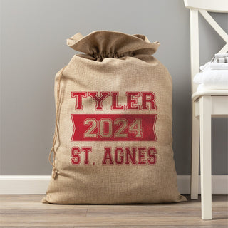 Graduation Personalized Burlap Laundry Bag