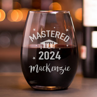 Graduation Mastered It Personalized Wine Glass