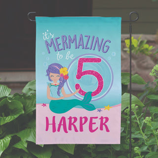 Birthday Mermaid Personalized Garden Flag