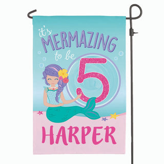 Birthday Mermaid Personalized Garden Flag