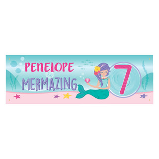 Birthday Mermaid Personalized Banner