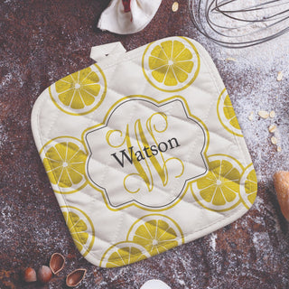Initial and Name Personalized Lemons Pot Holder
