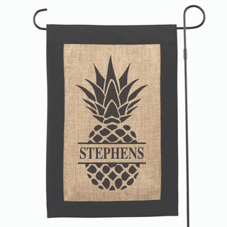 Pineapple Burlap Personalized Garden Flag