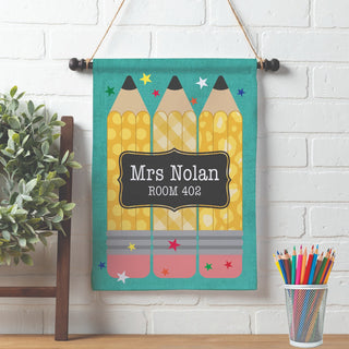 Patterned Pencils Personalized Hanging Flag