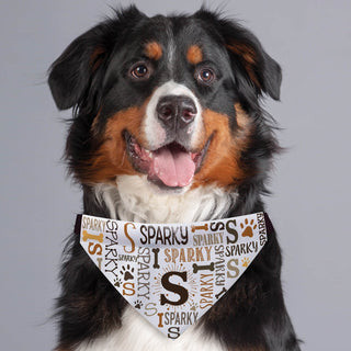 Brown Name and Initial Dog Bandana