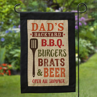 Backyard BBQ Personalized Burlap Garden Flag