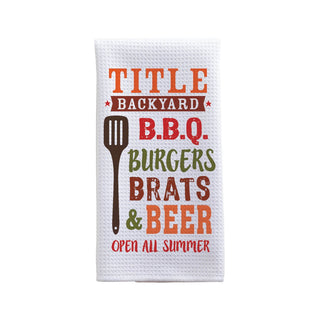 Backyard BBQ Personalized Waffle Tea Towel