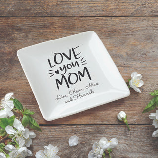 Love You Mom Personalized Square Trinket Dish