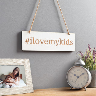 #ilovemykids Personalized Wood Hanging Plaque