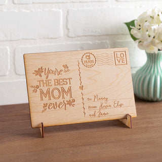 Best Mom Ever Personalized Wood Postcard with Easel