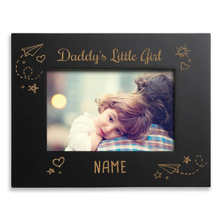 Daddy's Little Girl Personalized Black Wood Picture Frame