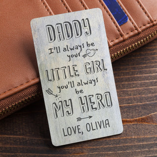 Little Girl's Hero Personalized Metal Wallet Card